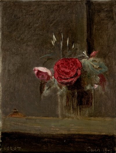 Rosen in einem Glas von Jean Baptiste Camille Corot